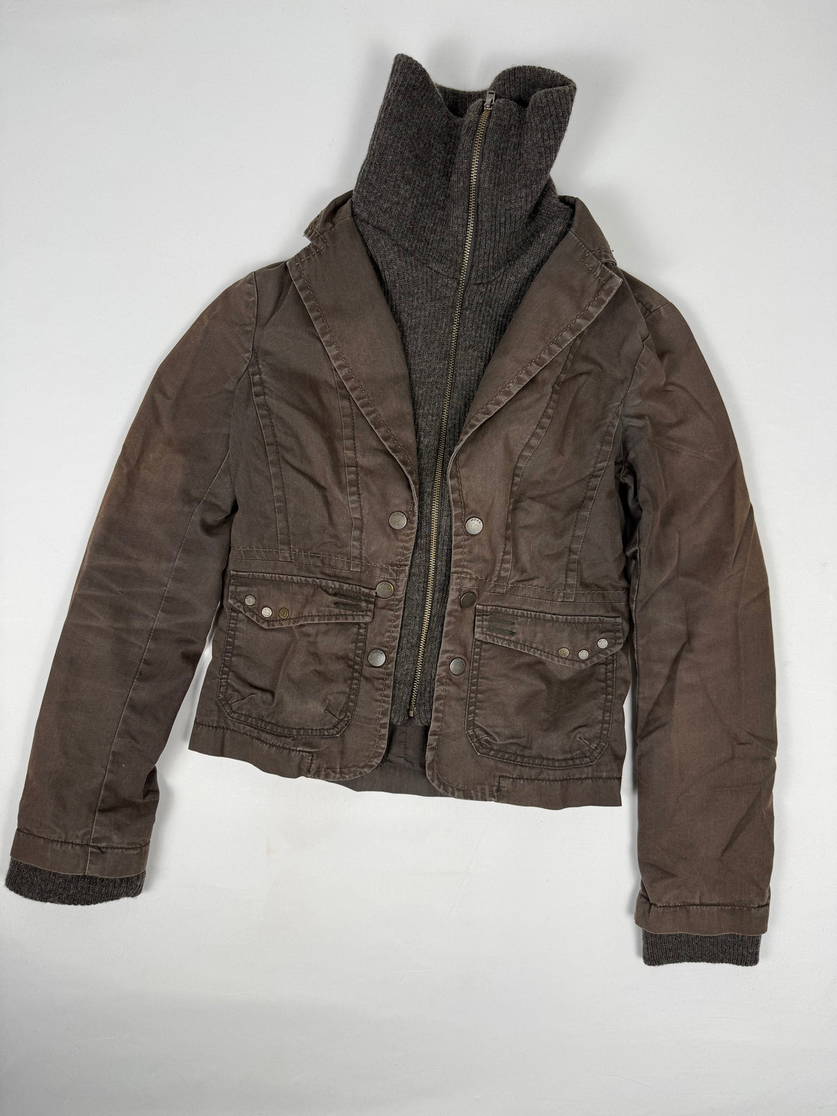 Veste ajustée 100 % coton kaki (L)