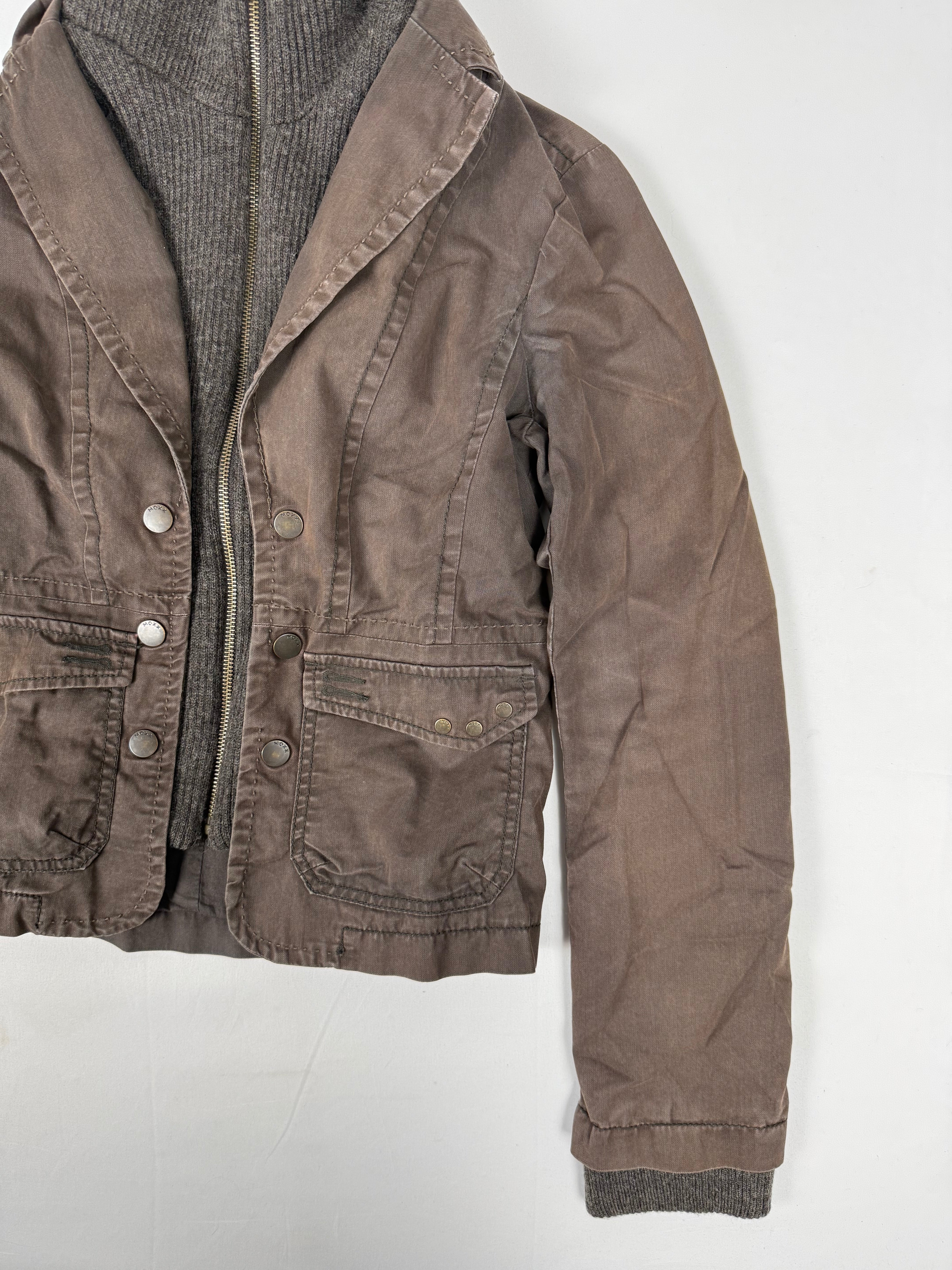 Veste ajustée 100 % coton kaki (L)