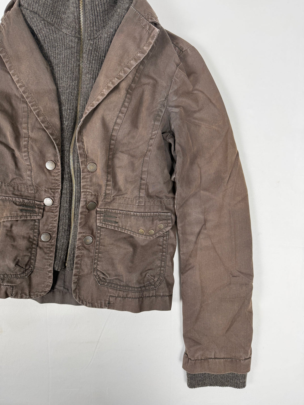 Veste ajustée 100 % coton kaki (L)