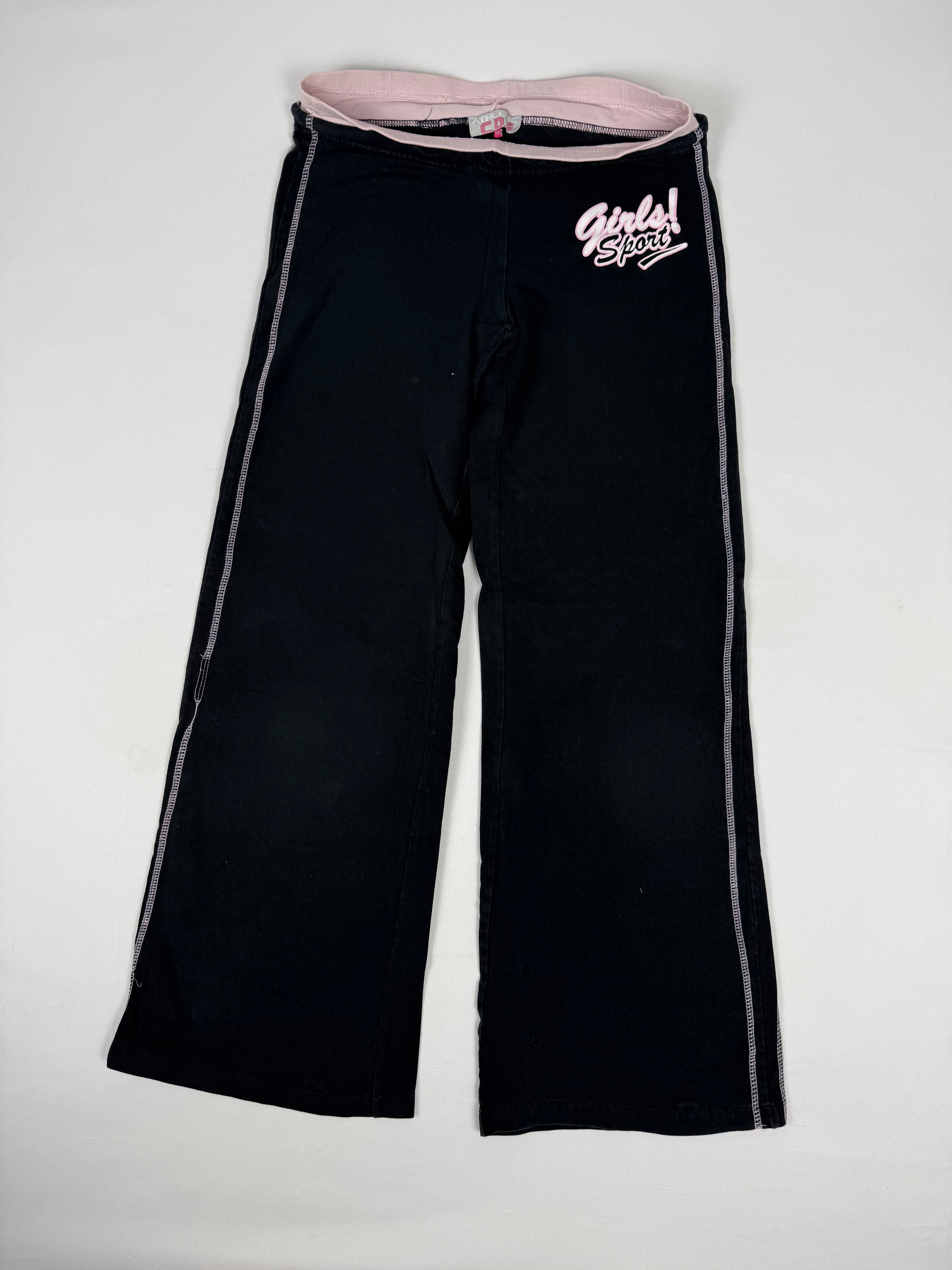 Pantalon droit taille basse en jean noir (XS)
