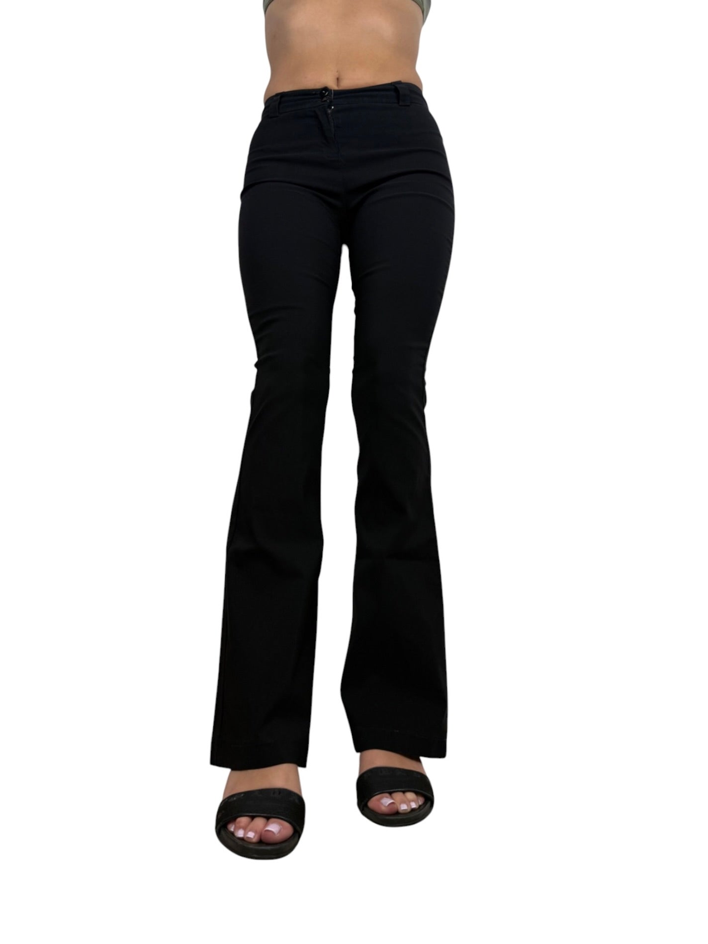 Black mid rise super stretchy flare pants (XXS to S)