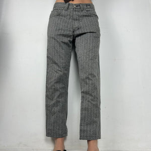 Grey striped high rise straight legs pants (M/L)