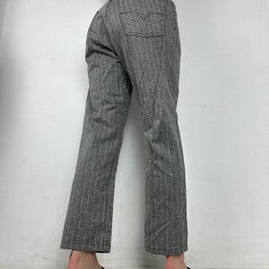 Grey striped high rise straight legs pants (M/L)