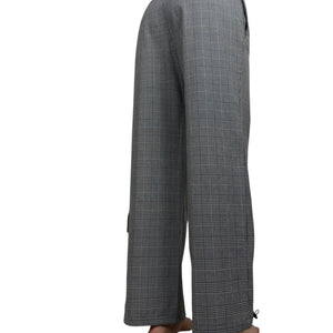 Grey check print low rise baggy pants (M)