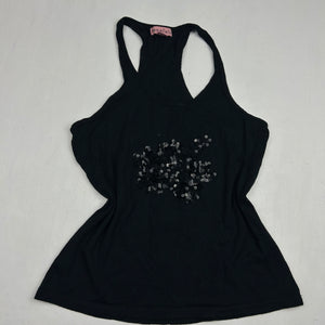 Black hibiscus sequins tank top (S/M)