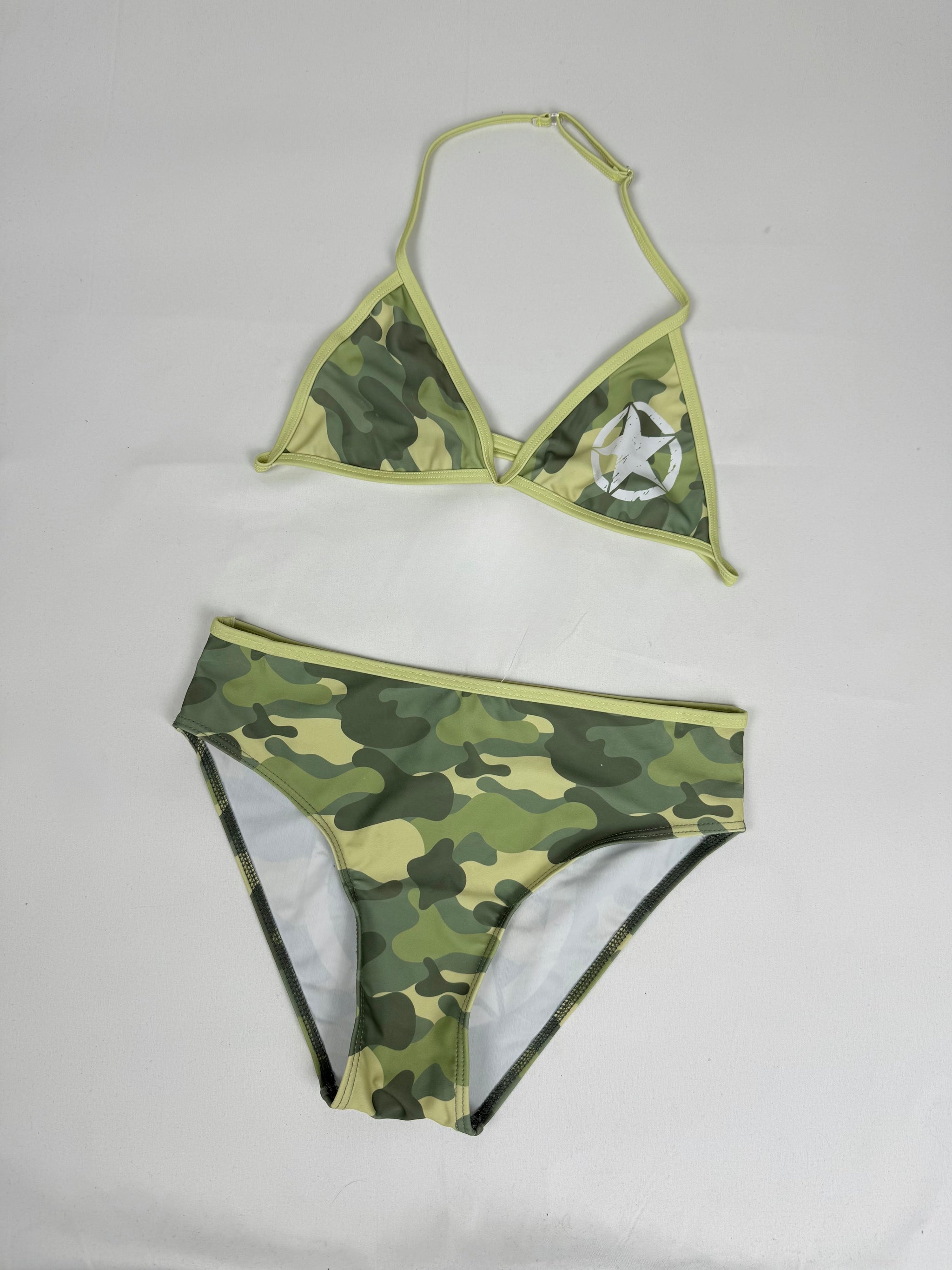 Khaki camo print bikini set (XS)