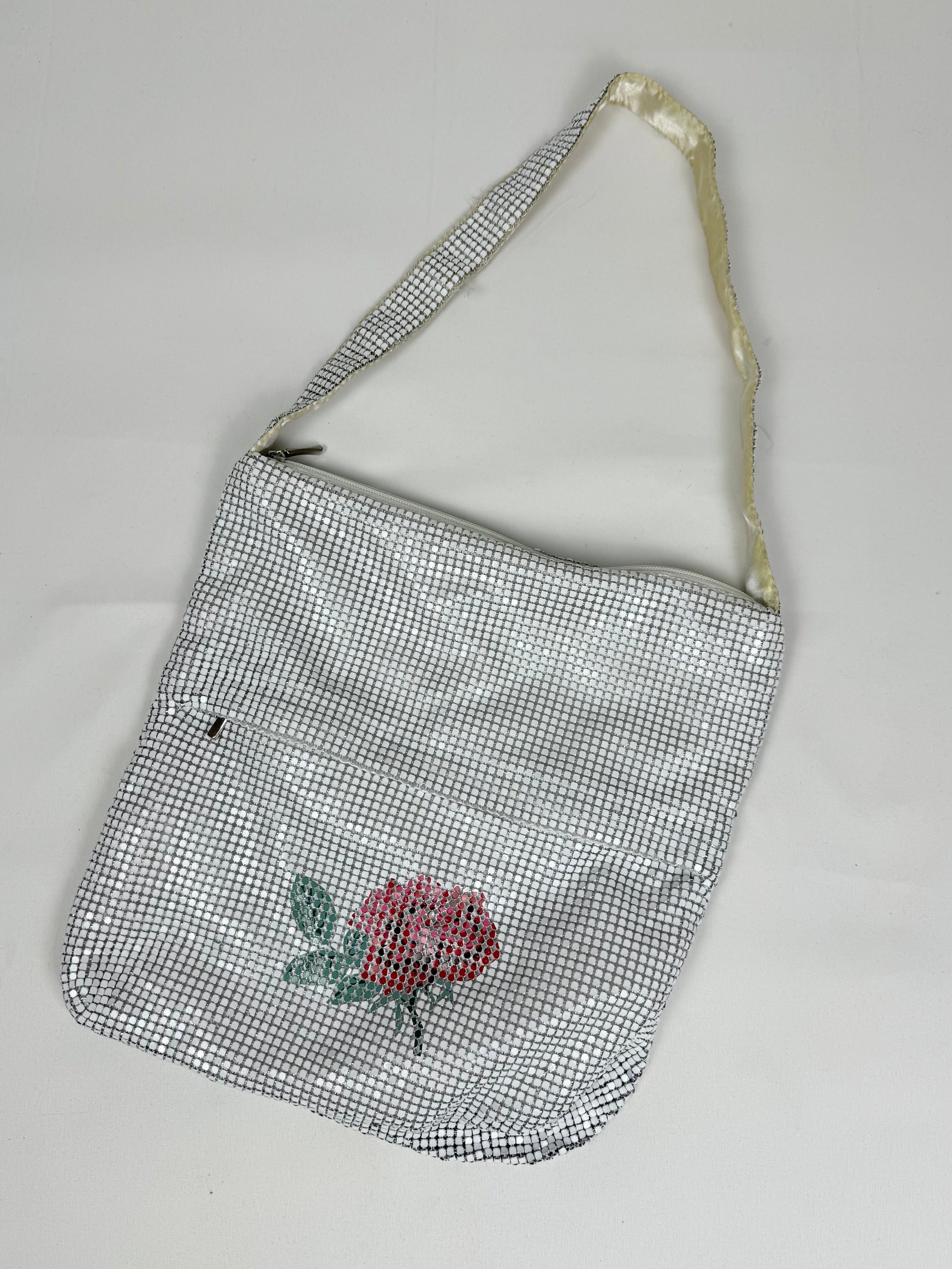 Silver sequins besace bag (31x32cm)