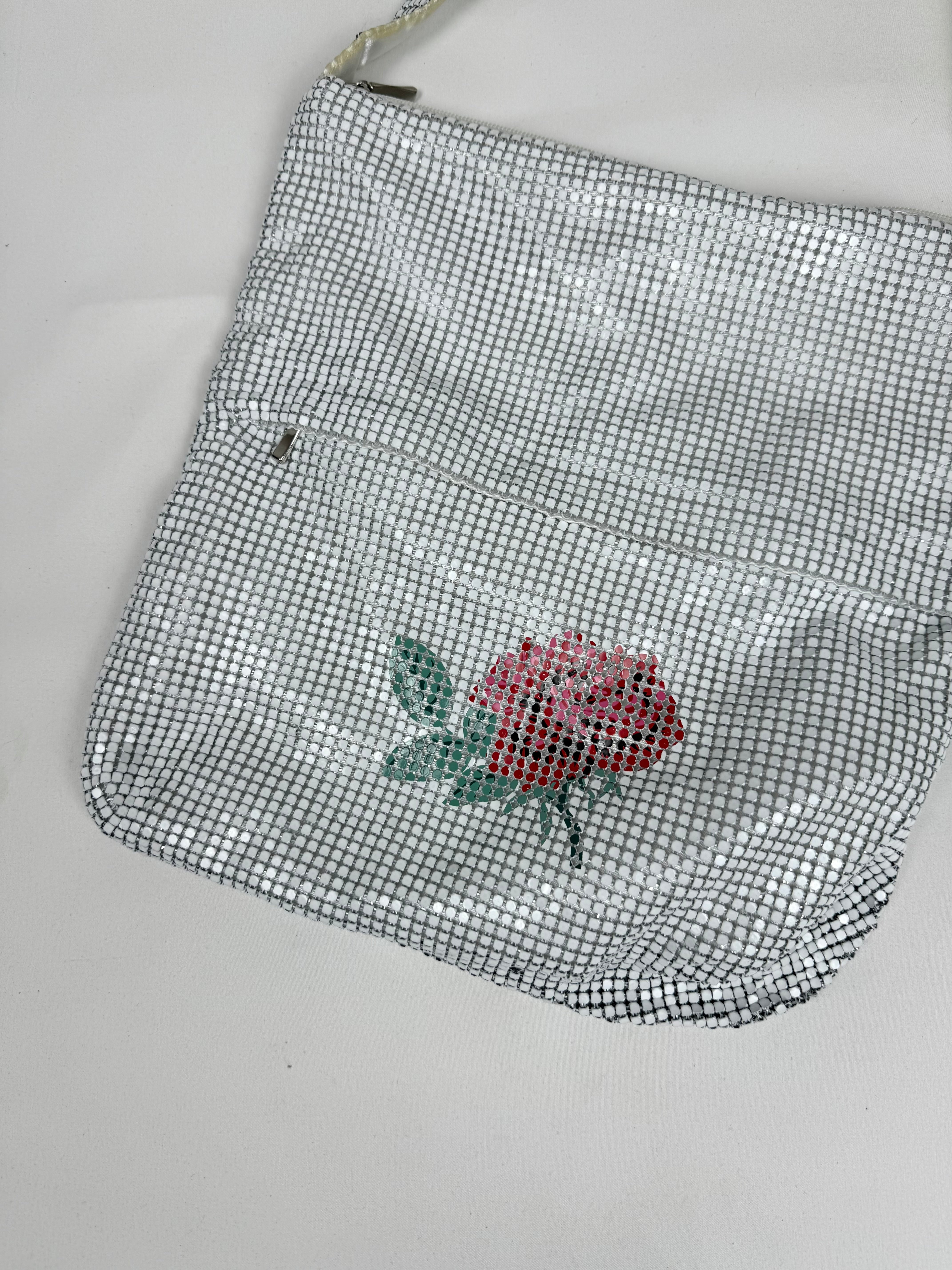 Silver sequins besace bag (31x32cm)