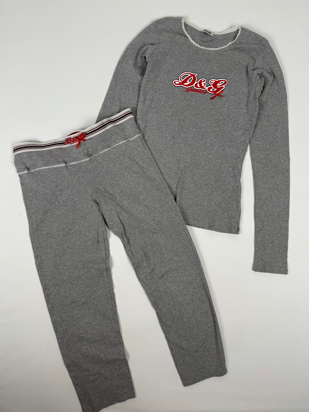 Grey cotton capri leggings pants + top set (M)