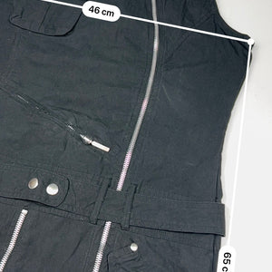 Black zip up utility mini dress (L)