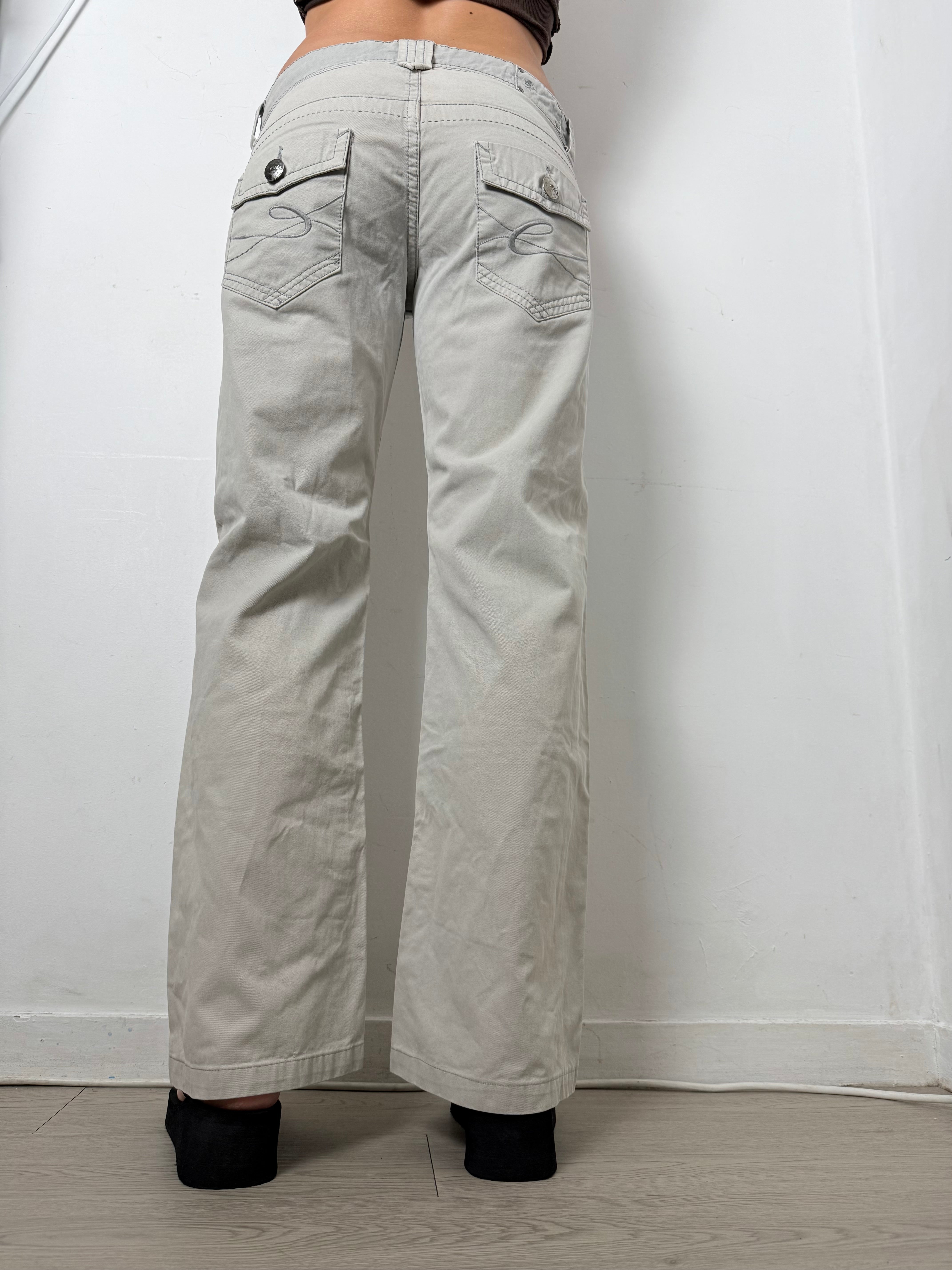 Pantalon droit taille basse en jean noir (XS)