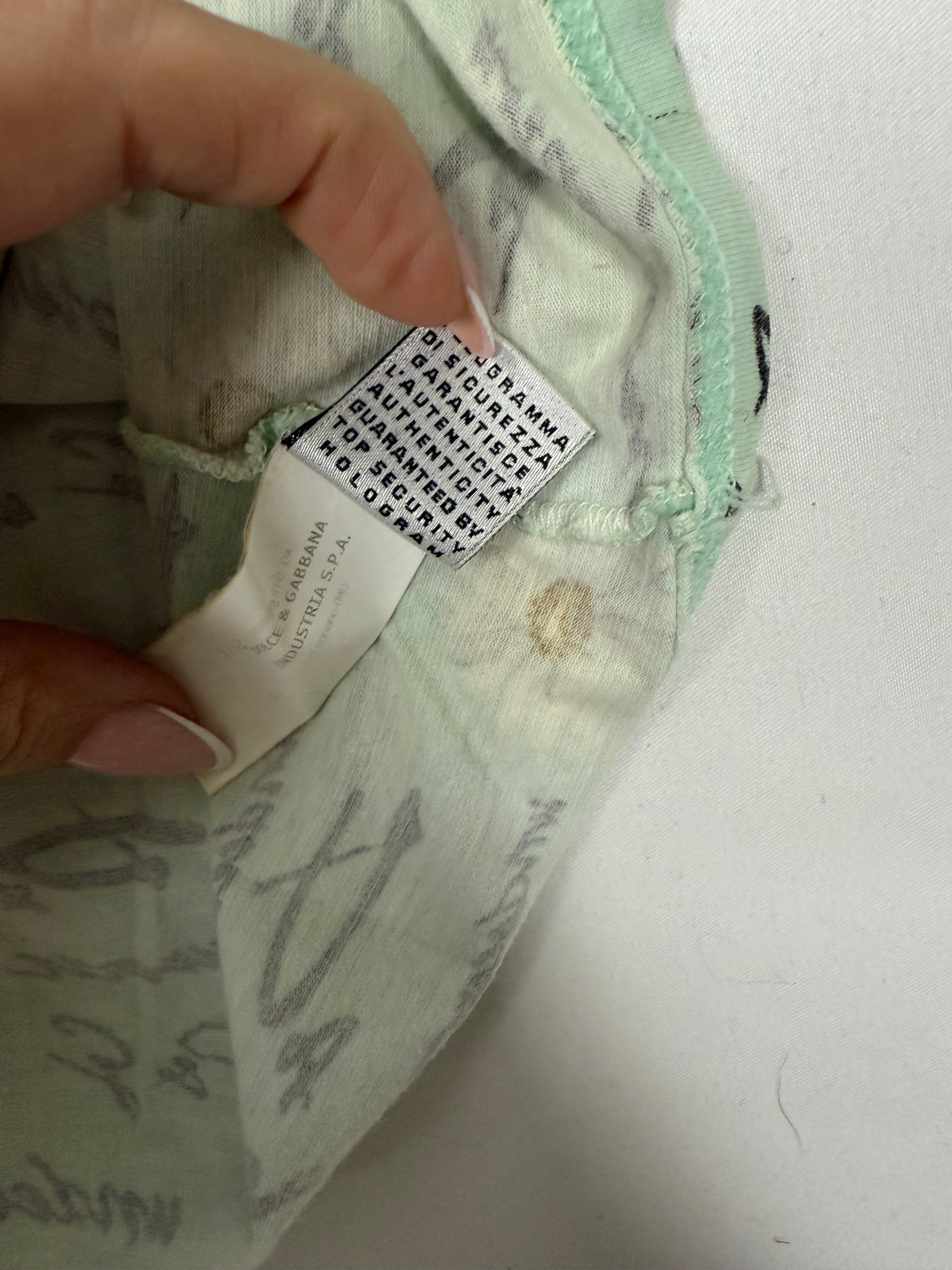 Baby blue floral graphic cotton tee (M)