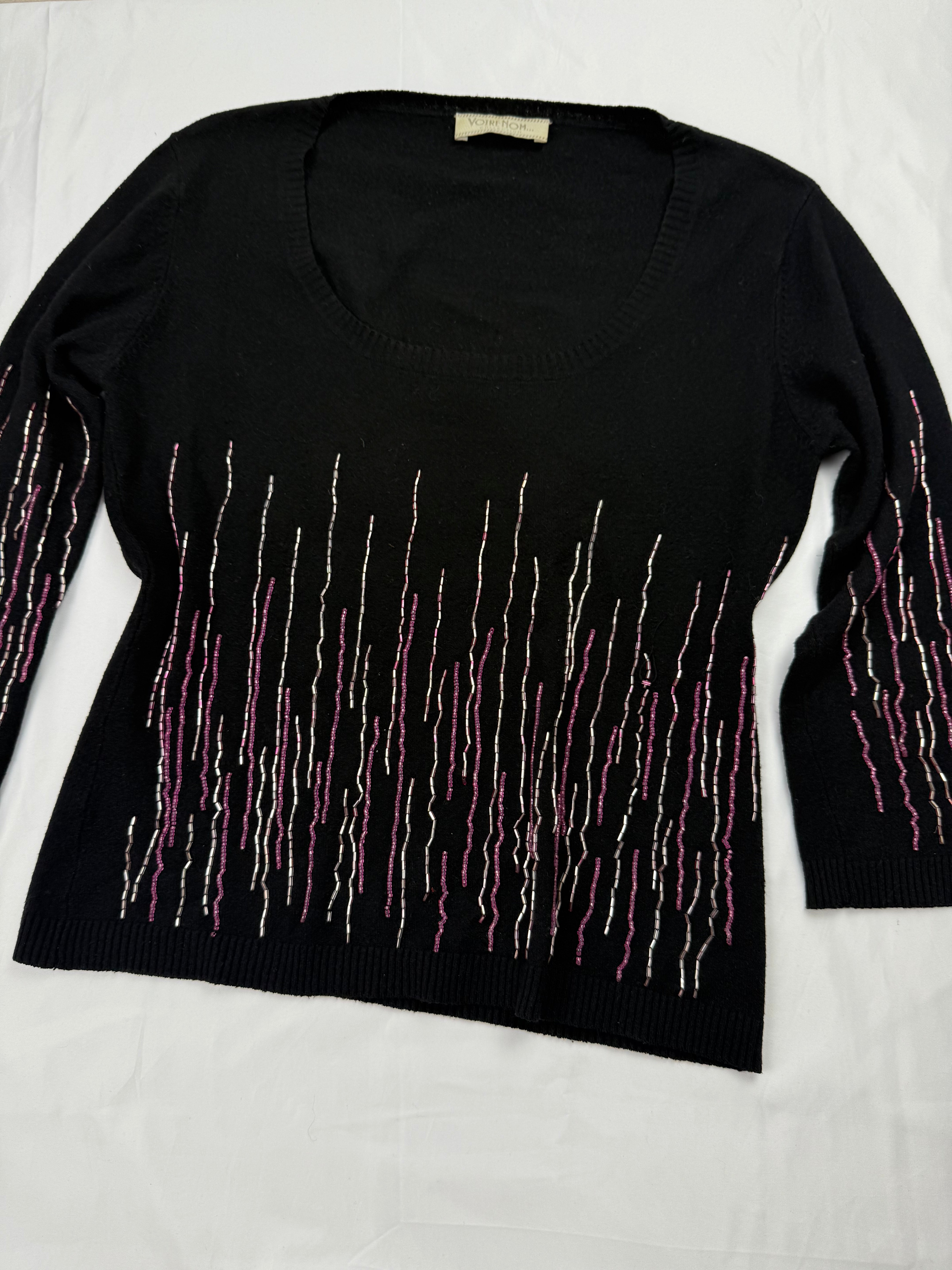 Black sequins 3/4 long sleeves top (S/M)