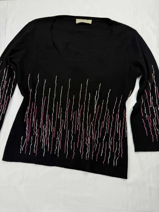 Black sequins 3/4 long sleeves top (S/M)