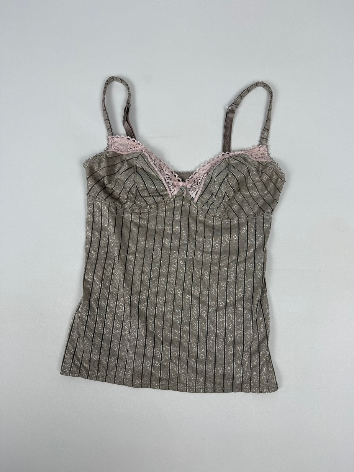 Grey & baby pink lace corset top (S)