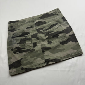 Khaki camo low rise denim mini skirt (S)
