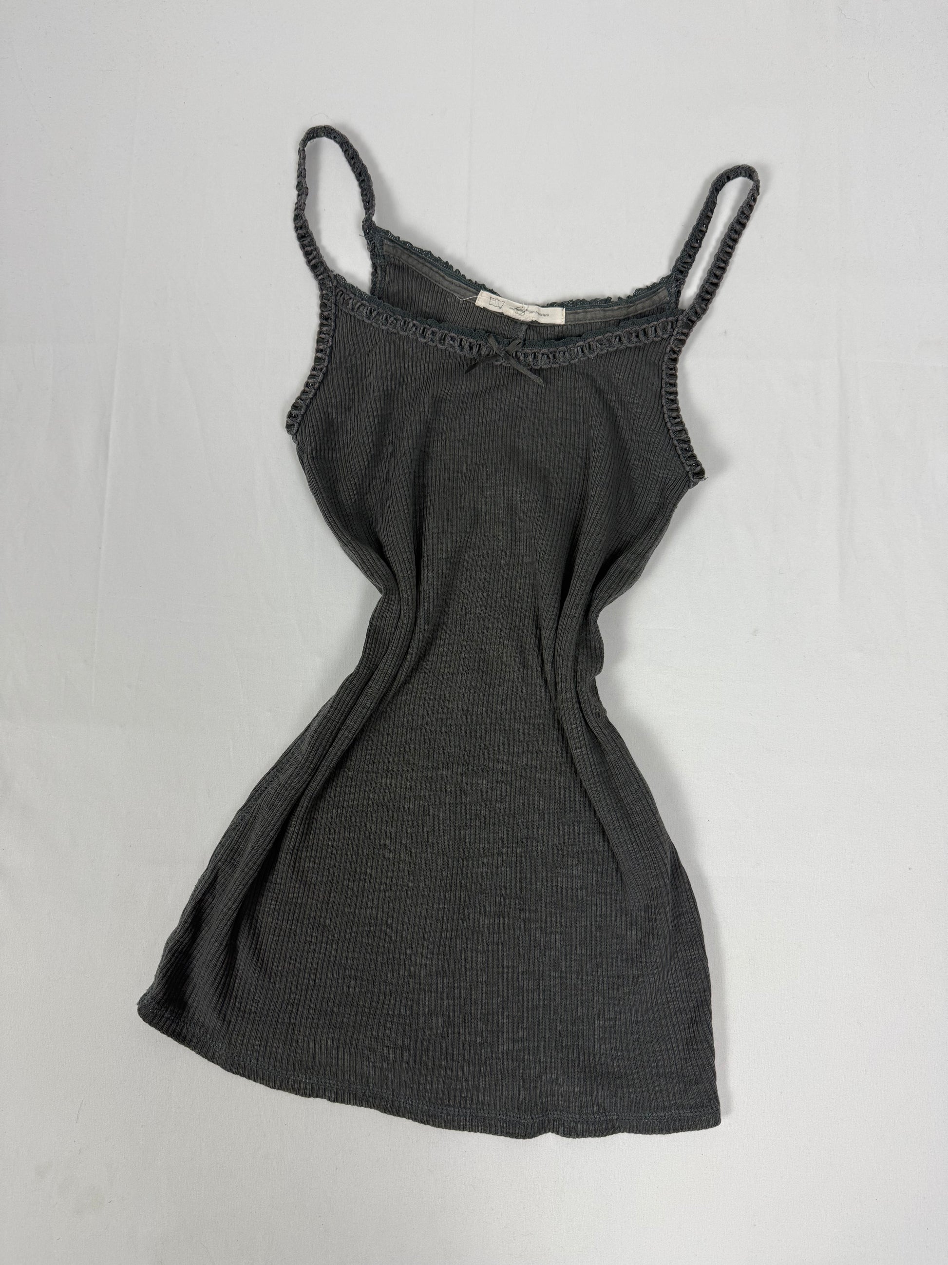 Khaki ribbed stretchy cami top (M)