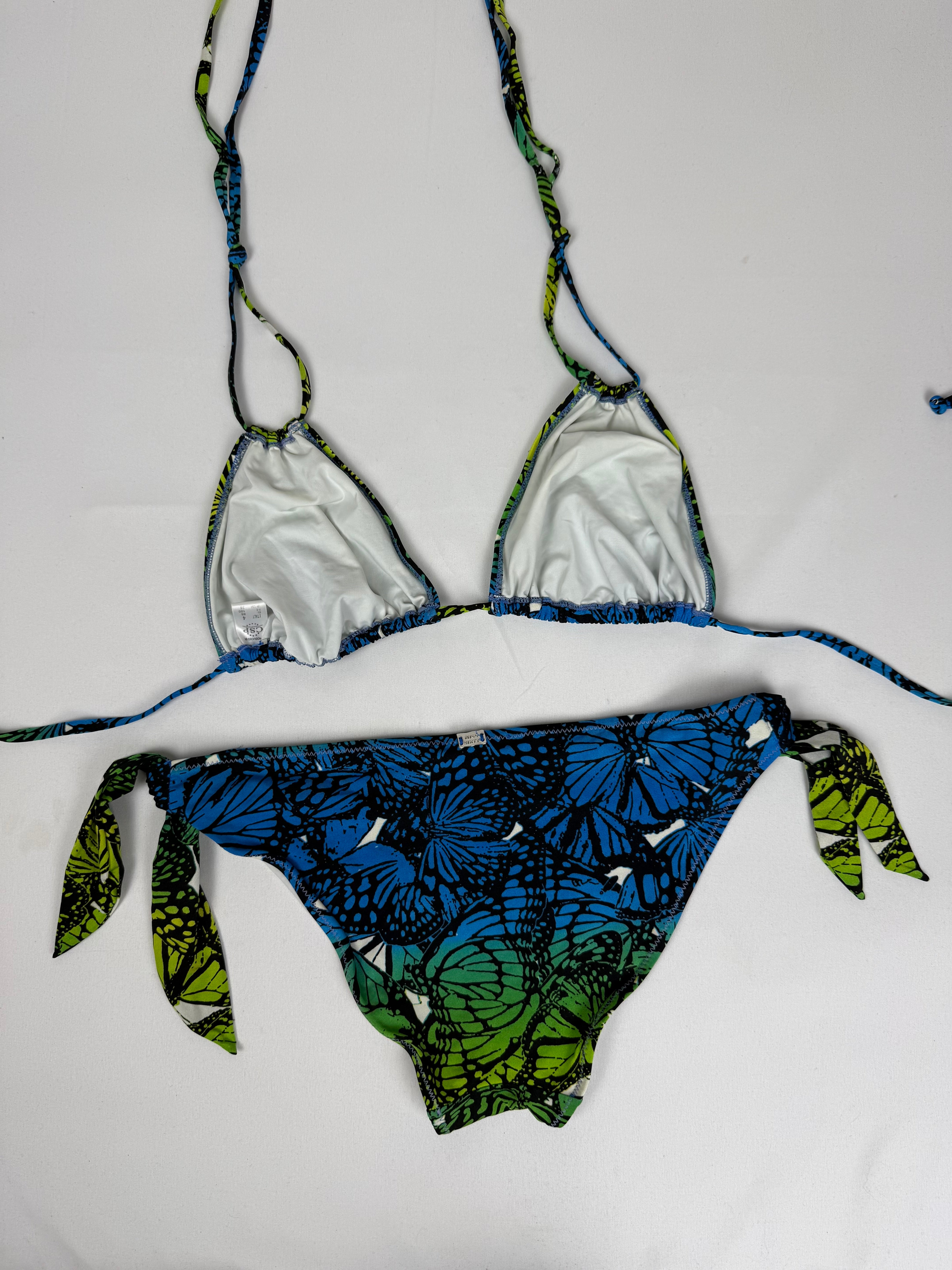 Blue butterflies graphic low rise bikini set (XL)