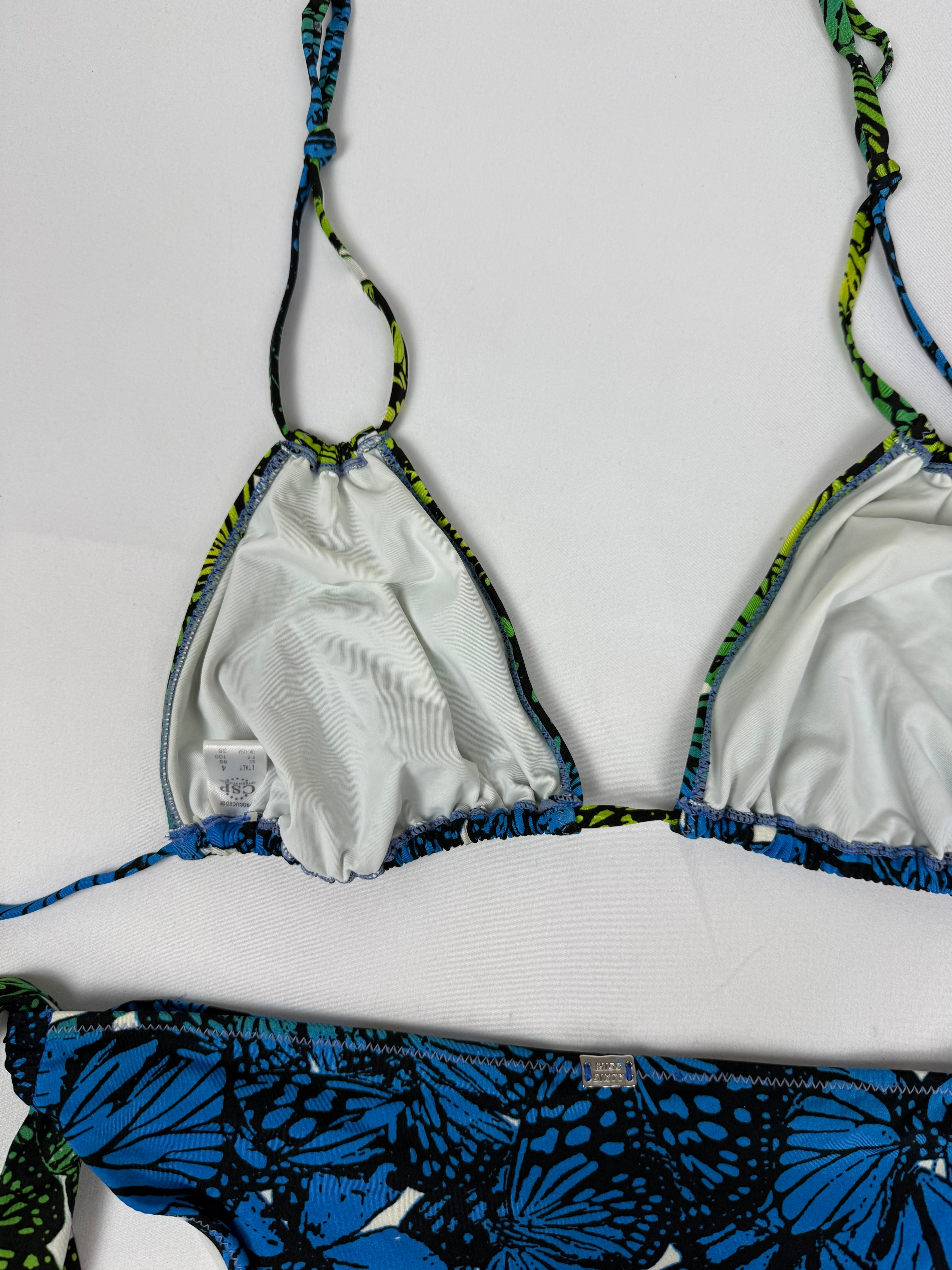 Blue butterflies graphic low rise bikini set (XL)