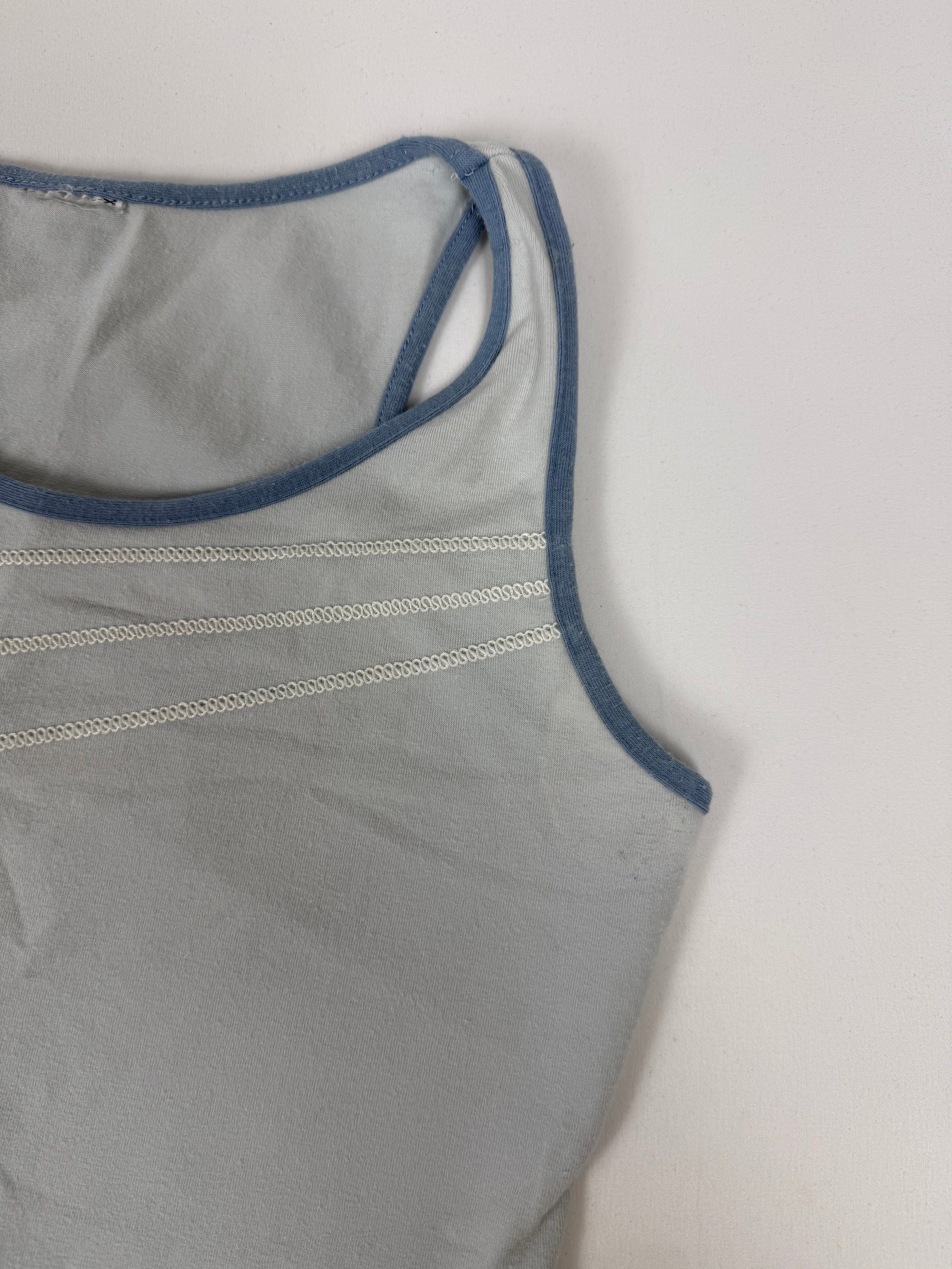 Blue stretch capri pants + top set (S)