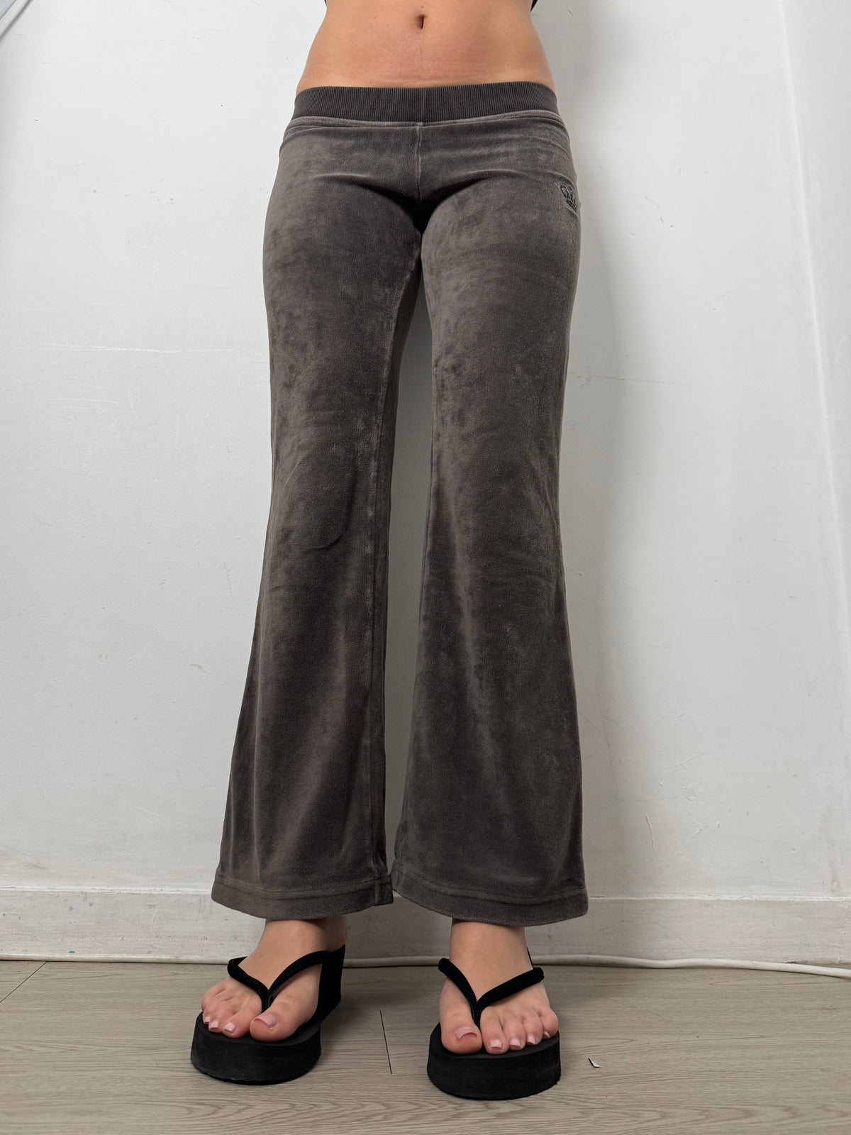 Pantalon droit taille basse en jean noir (XS)
