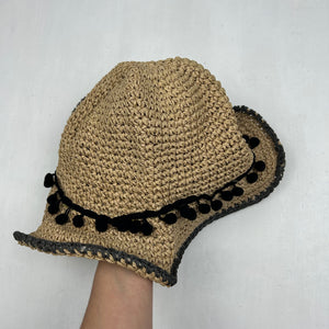 Beige summer straw hat