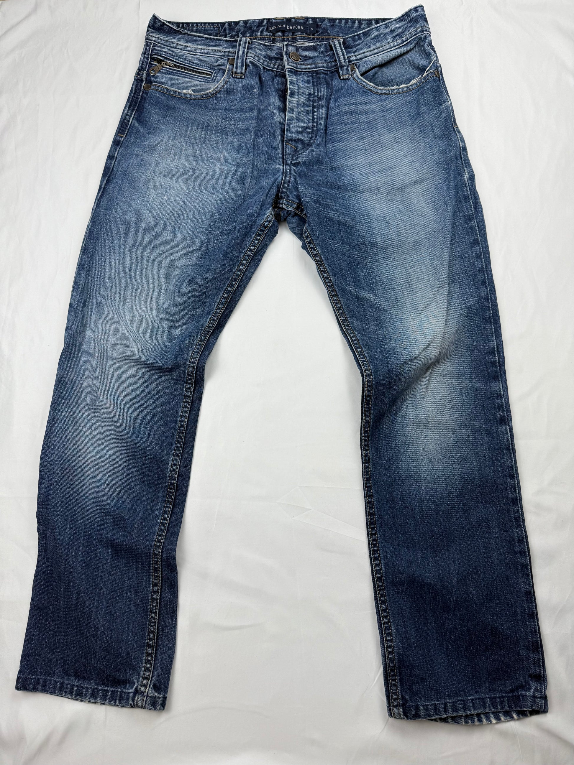 Blue denim low rise baggy denim pants (M/L)