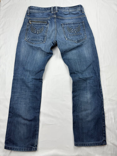 Blue denim low rise baggy denim pants (M/L)