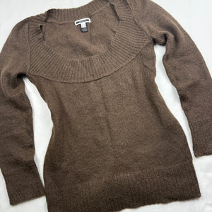 Brown super soft tight fit square neck jumper (XL)