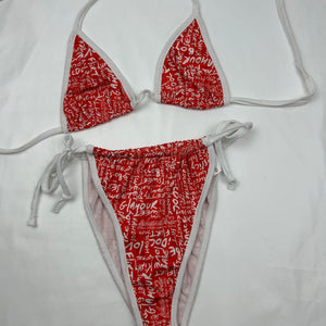 Red graphic bikini set (S/M)