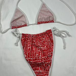 Red graphic bikini set (S/M)