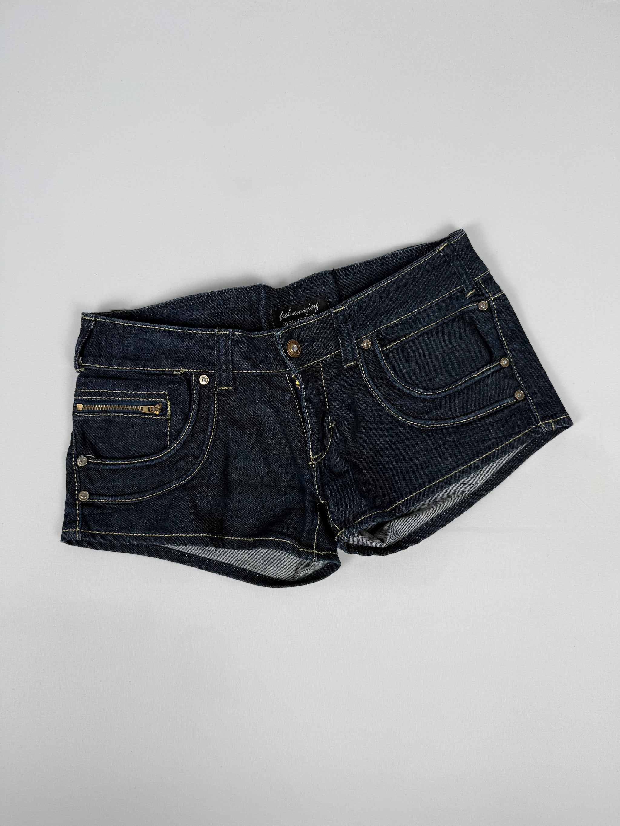 Navy denim low rise mini short (S)