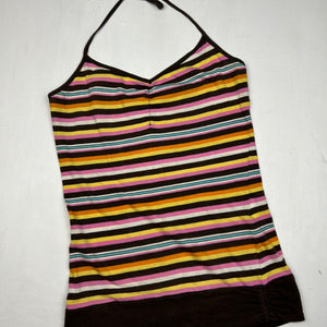 Multicolor striped halter top (S)