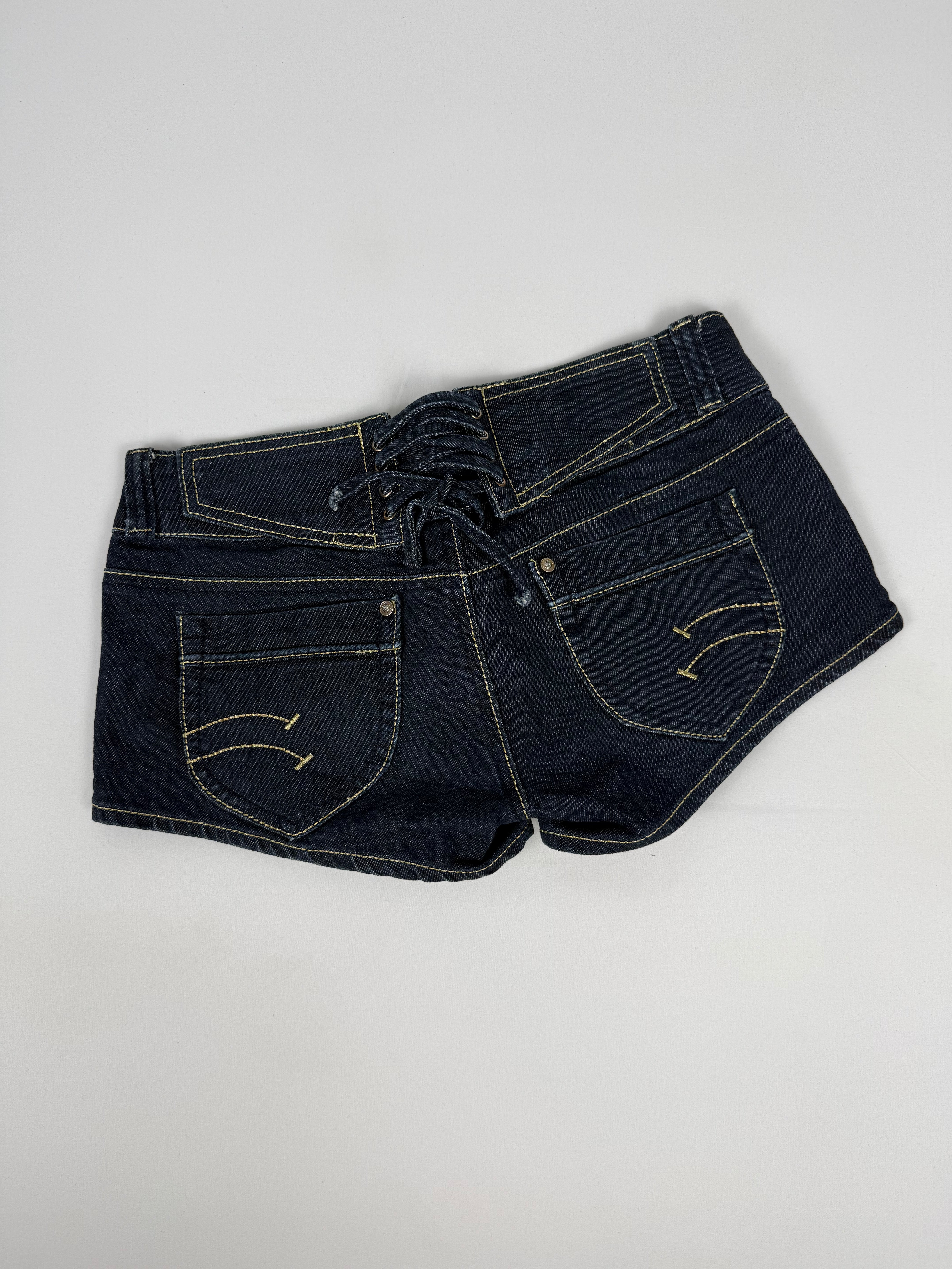 Navy denim low rise mini short (S)