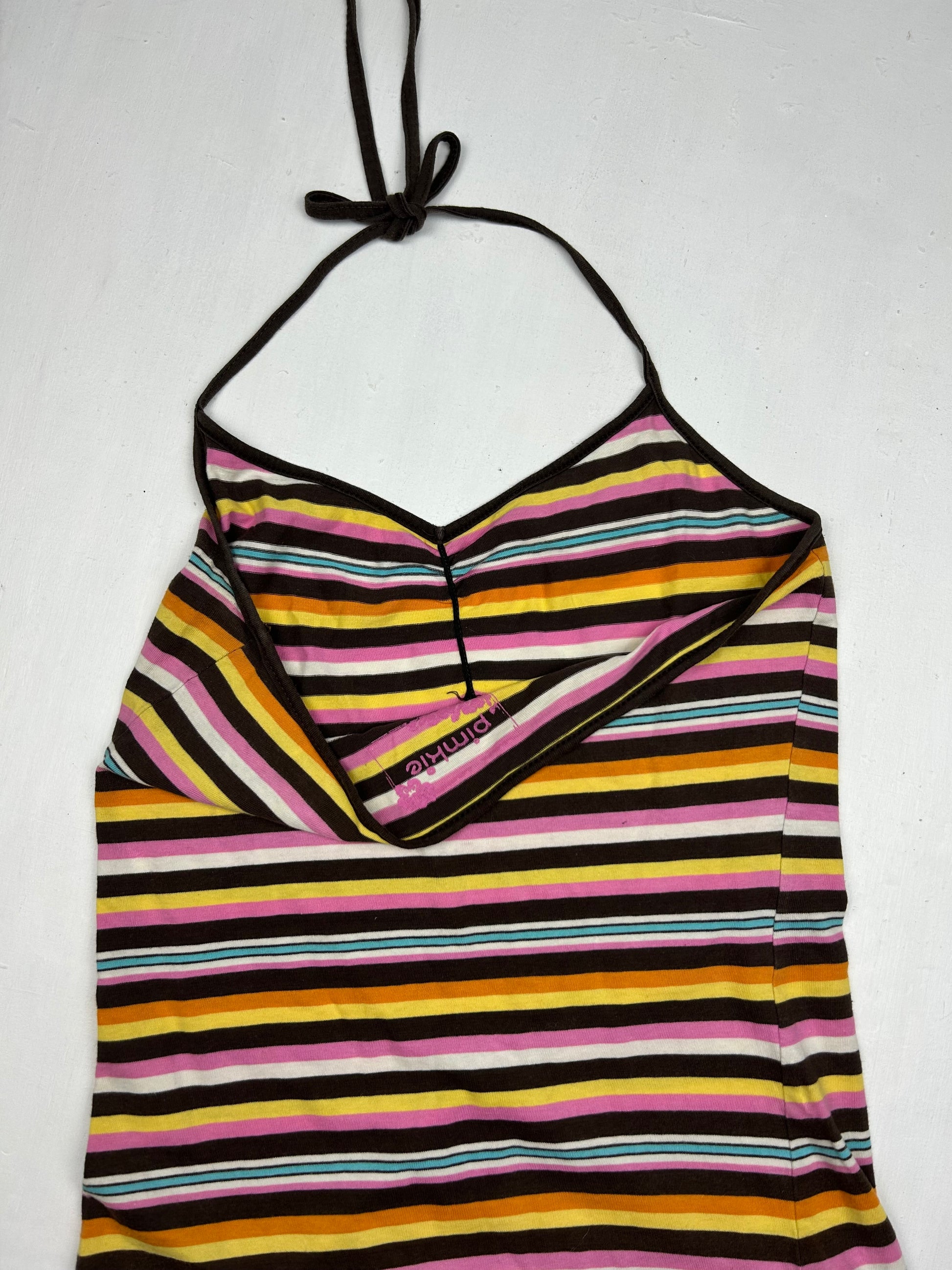 Multicolor striped halter top (S)