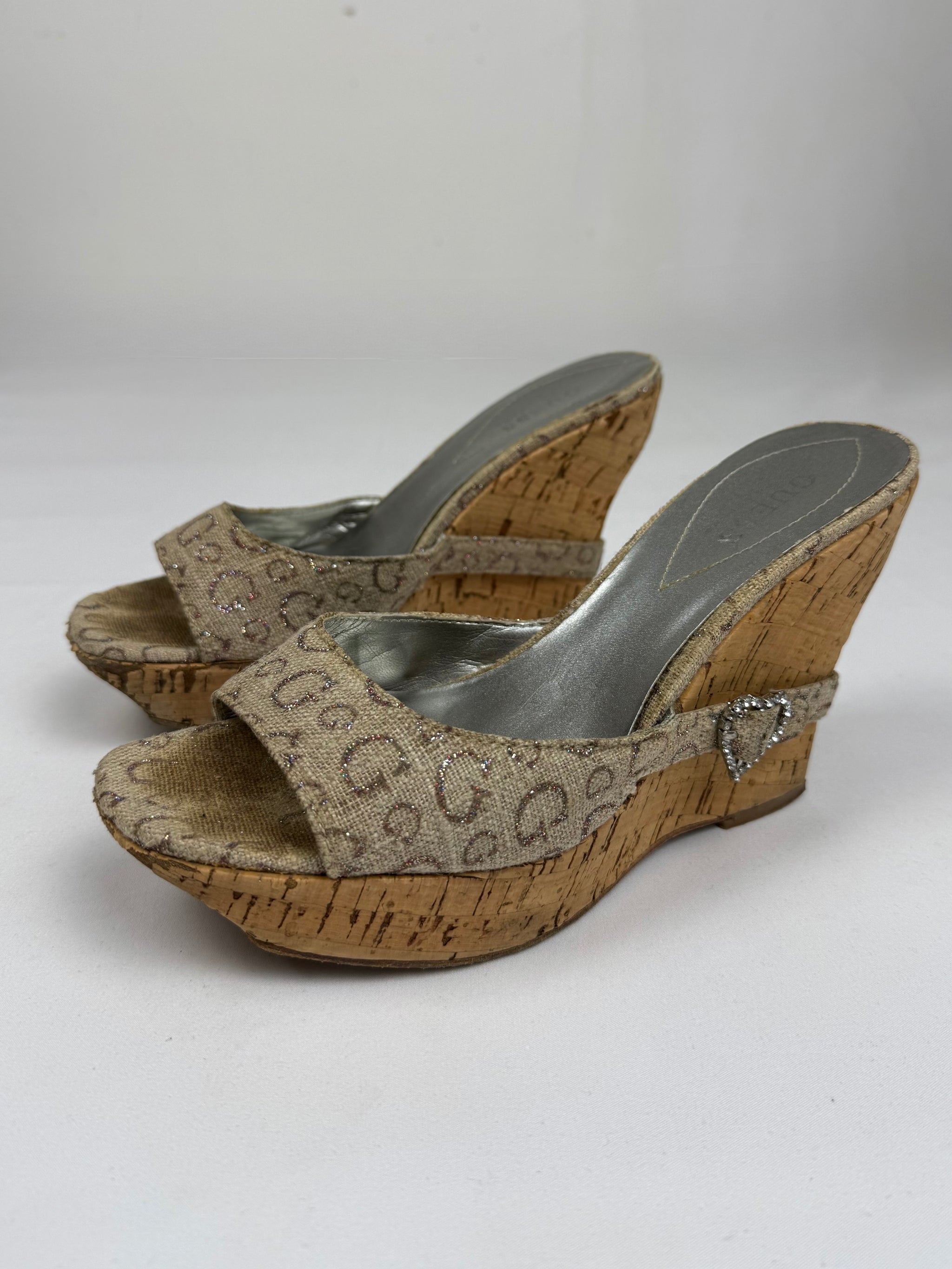Gold rhinestones charms wedge heels (38)