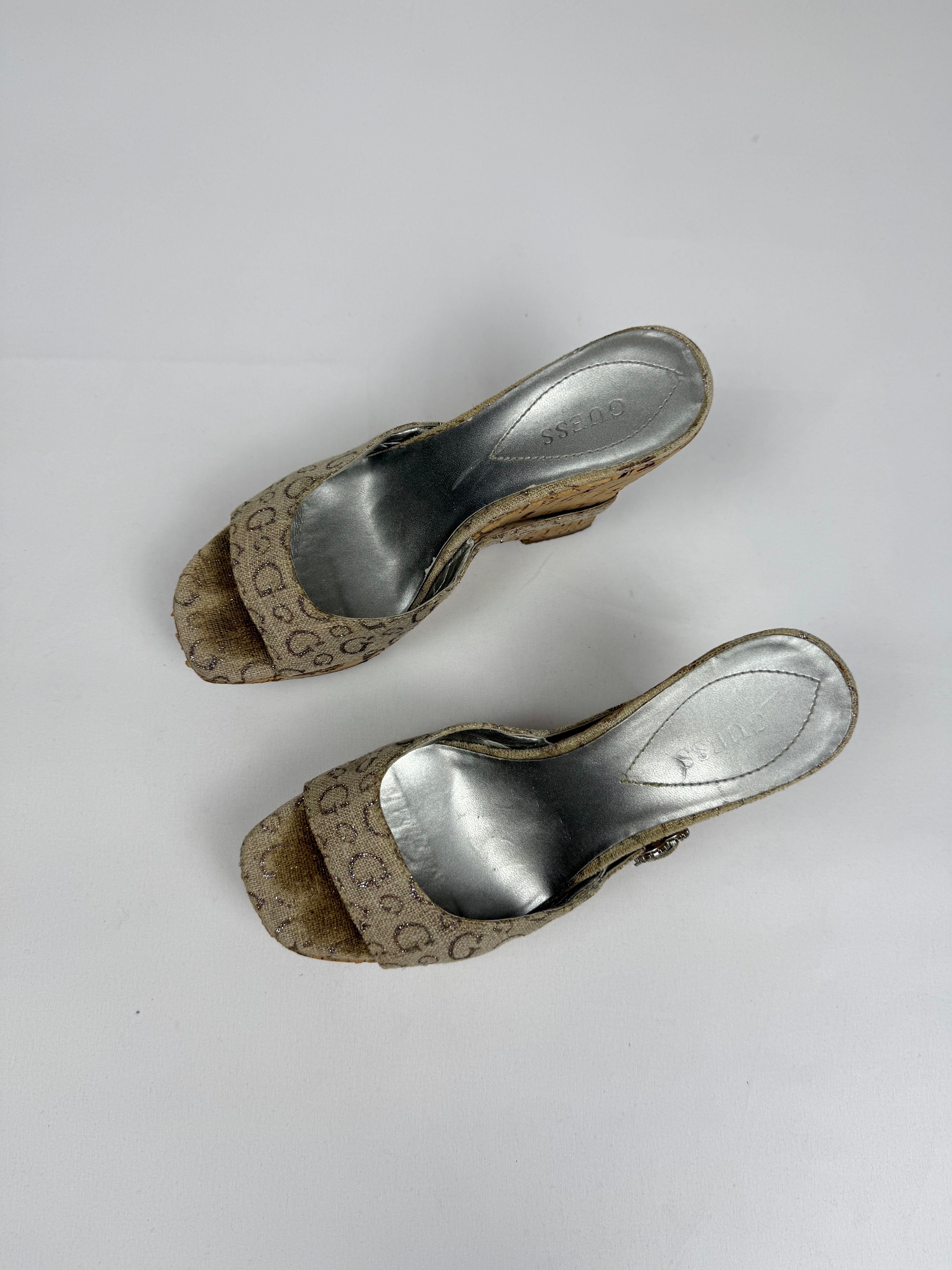 Gold rhinestones charms wedge heels (38)