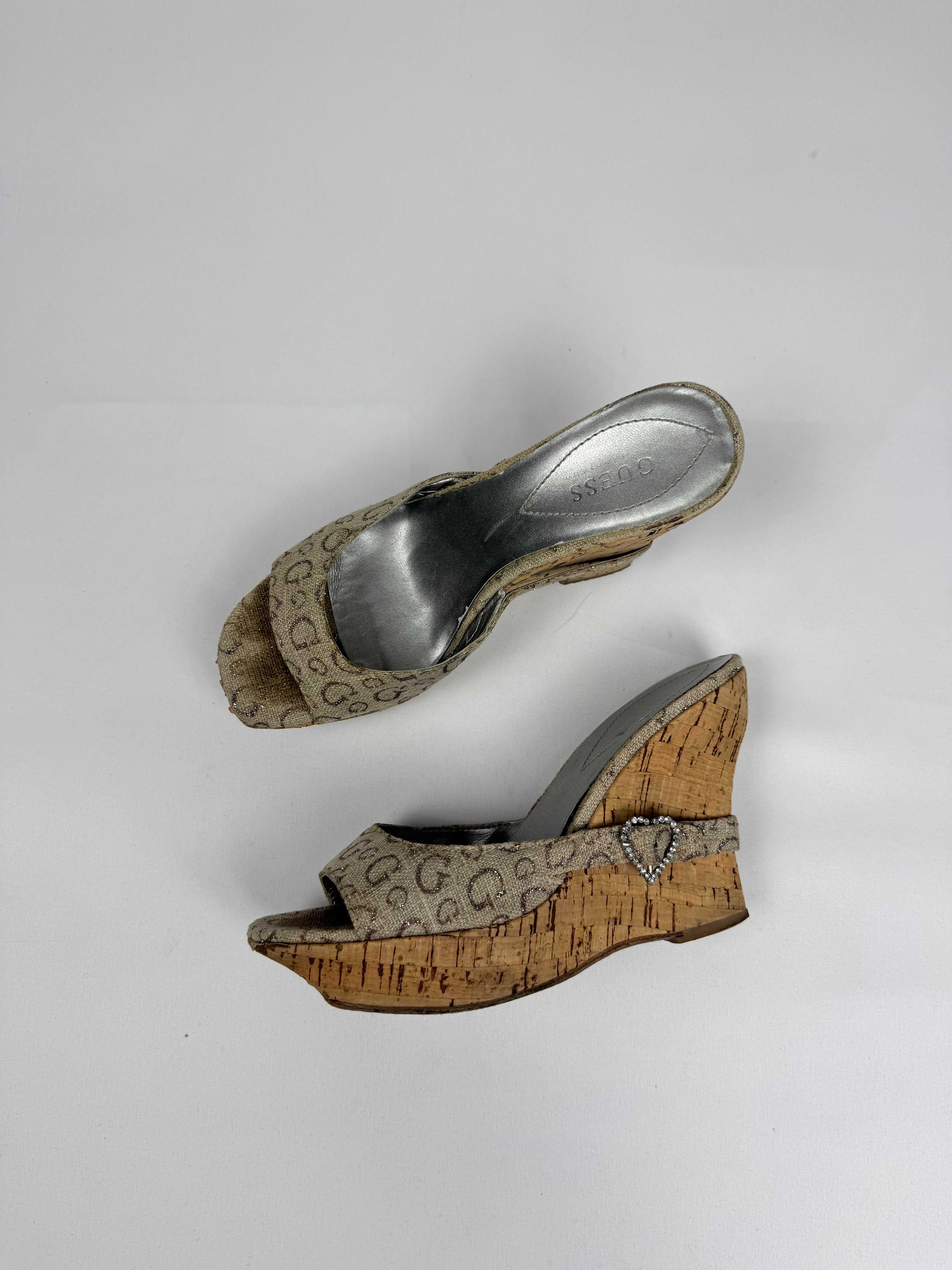 Gold rhinestones charms wedge heels (38)