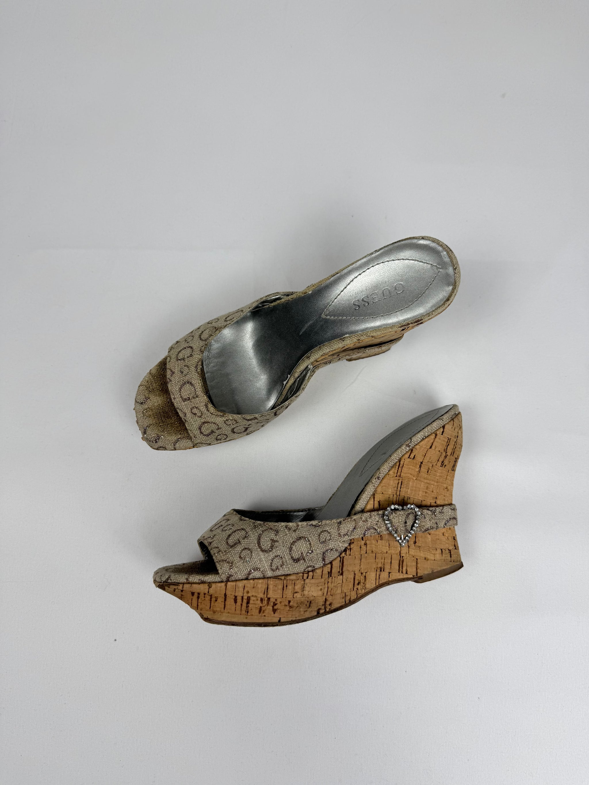 Gold rhinestones charms wedge heels (38)