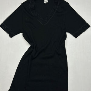 Black lace neck knitted tee (M/L)