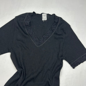 Black lace neck knitted tee (M/L)