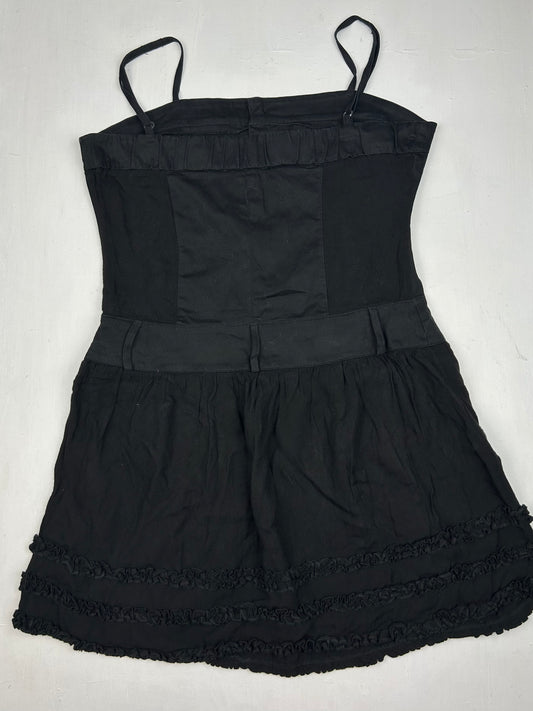 Black pleated mini dress (L)
