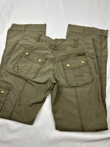Khaki low rise cargo baggy pants (S)