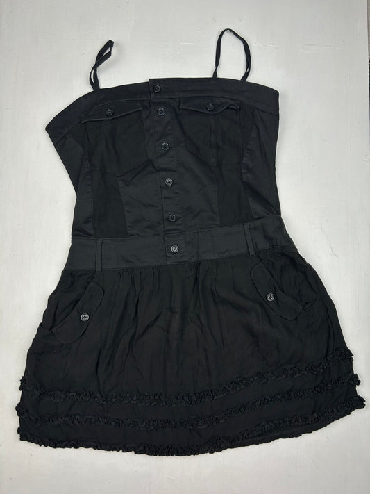 Black pleated mini dress (L)