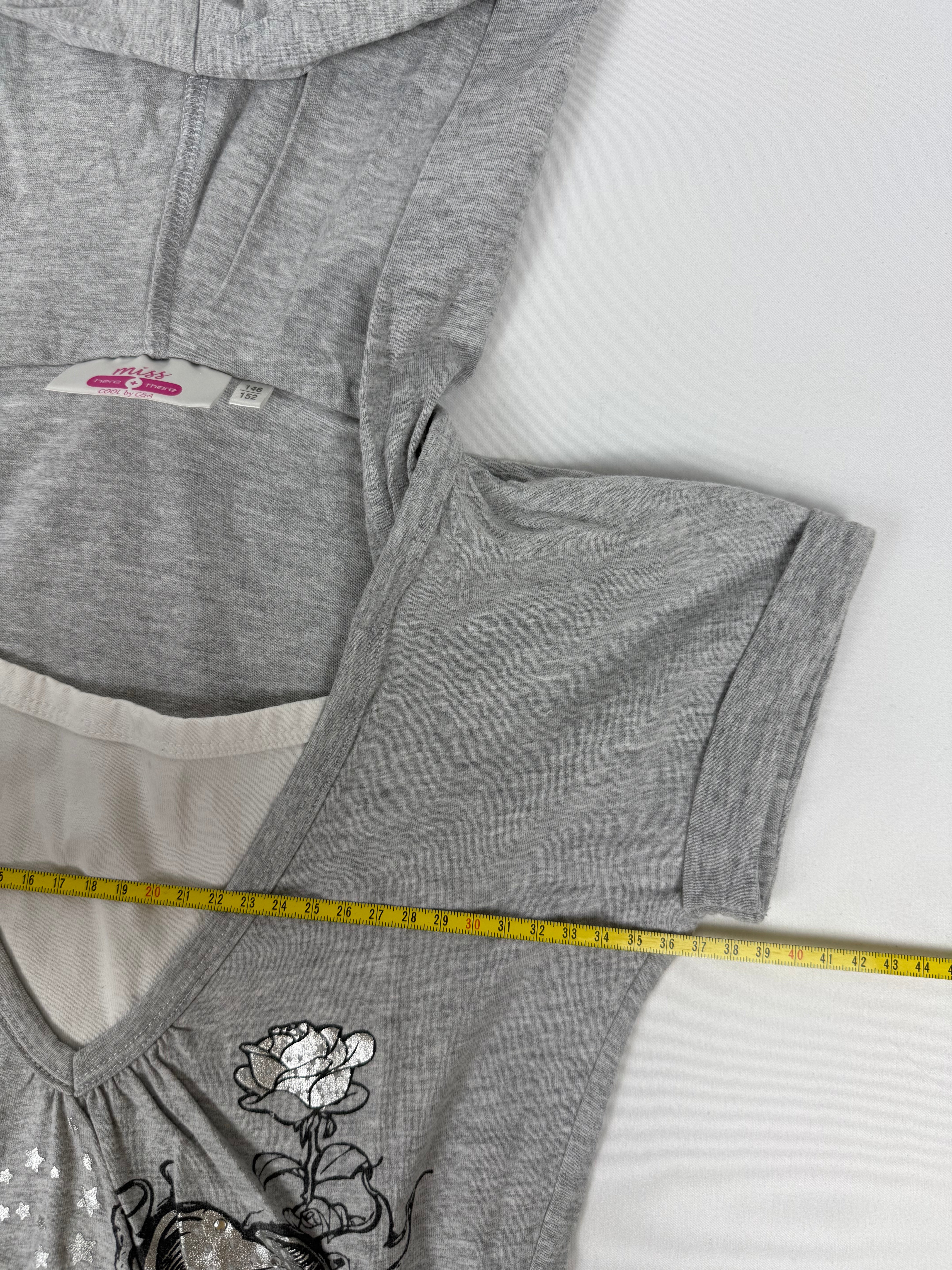Grey hooded cotton tee (S)