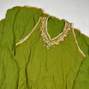 Green embroidered summer maxi dress (S/M)