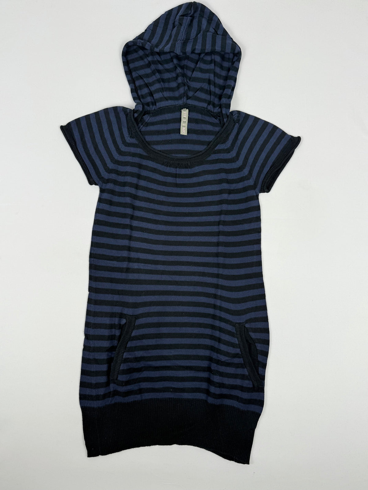 Navy striped hooded short sleeves jumper (S)
