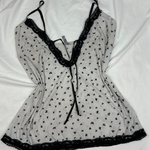 White tie up babydoll cami top (L)