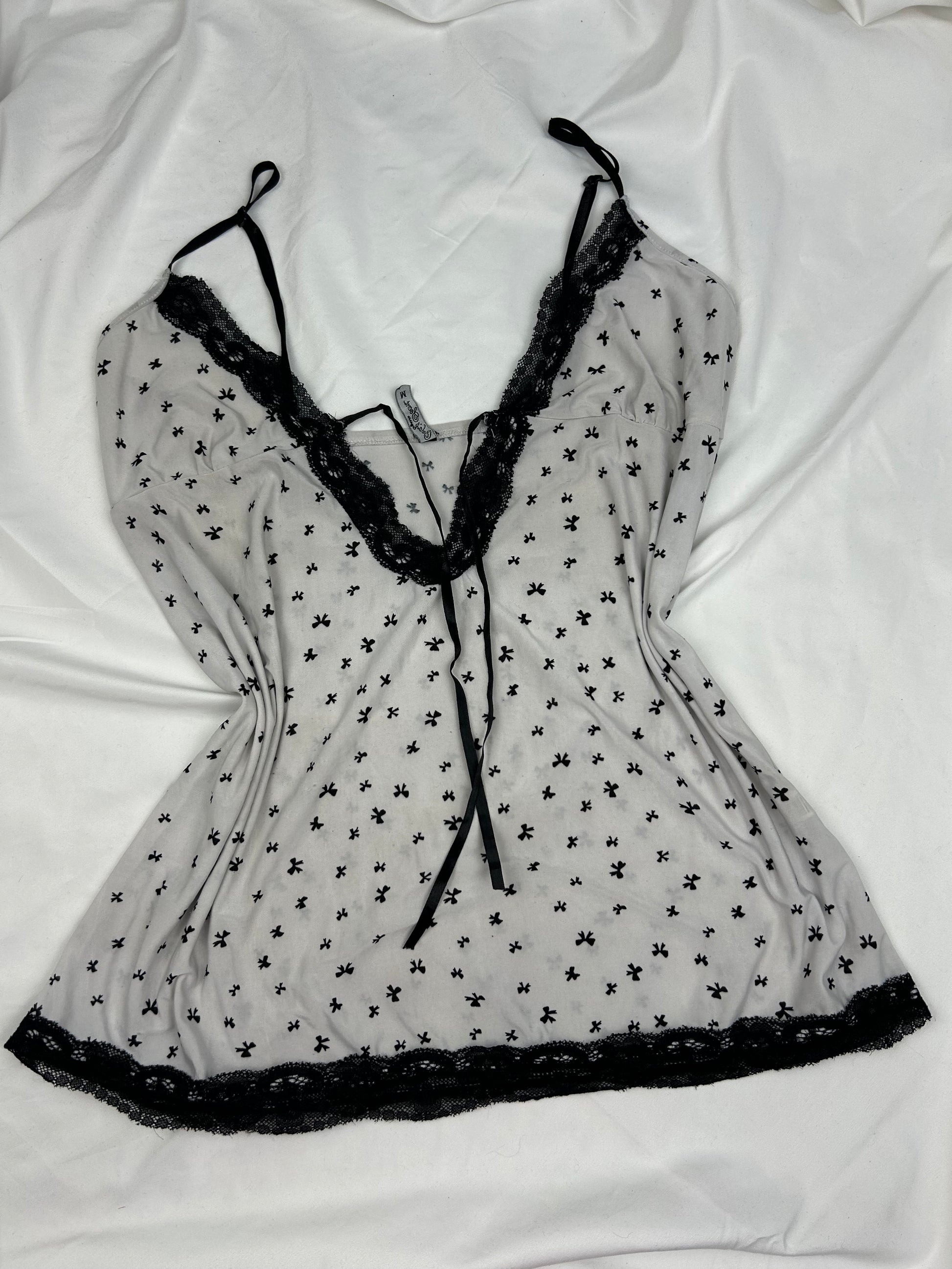White tie up babydoll cami top (L)