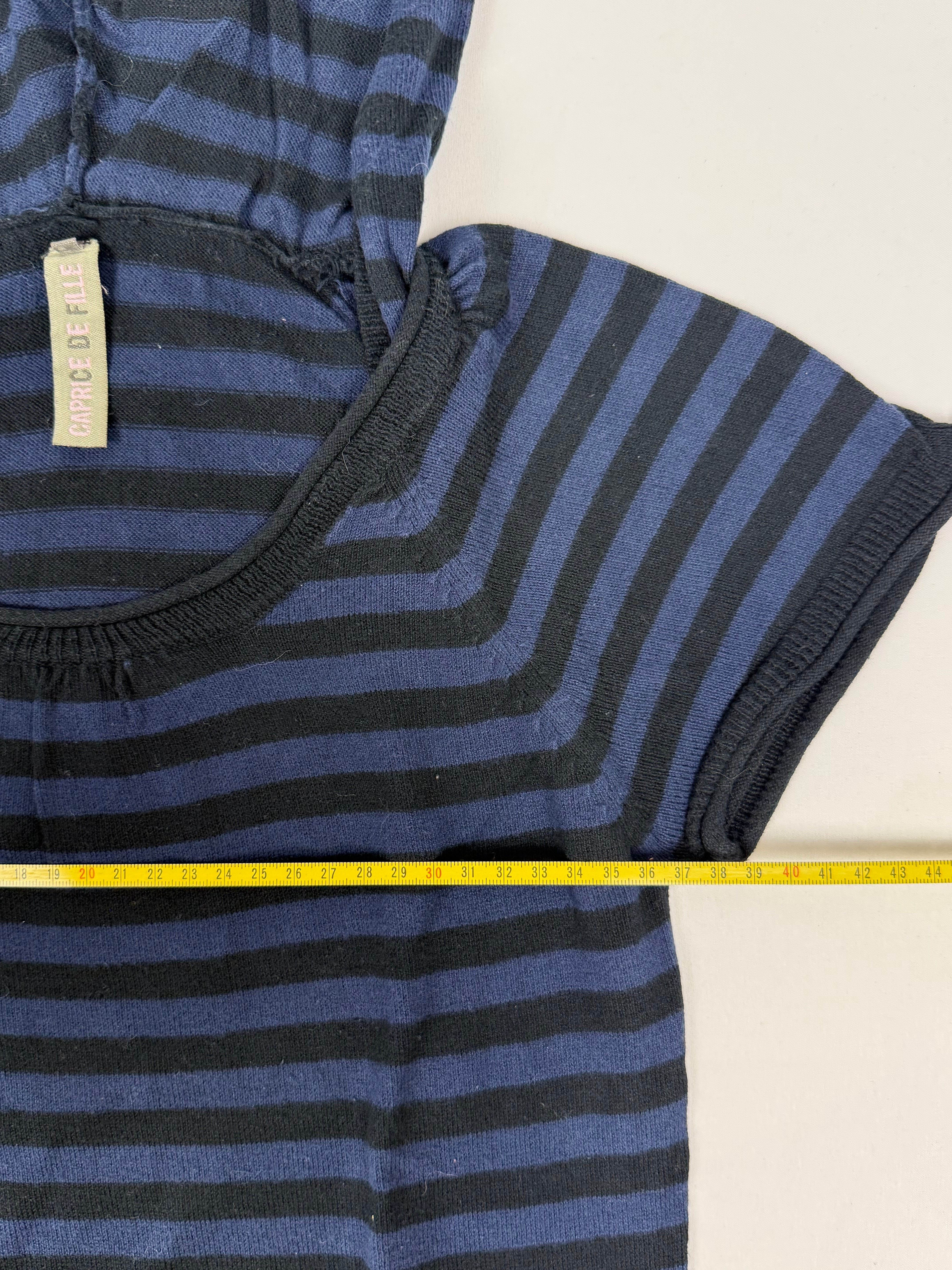 Navy striped hooded short sleeves jumper (S)